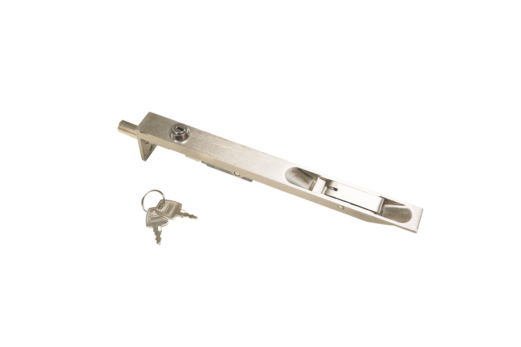 A Grade Lever Action Locking Flush Bolt 200 X 19mm - Satin Nickel Plate