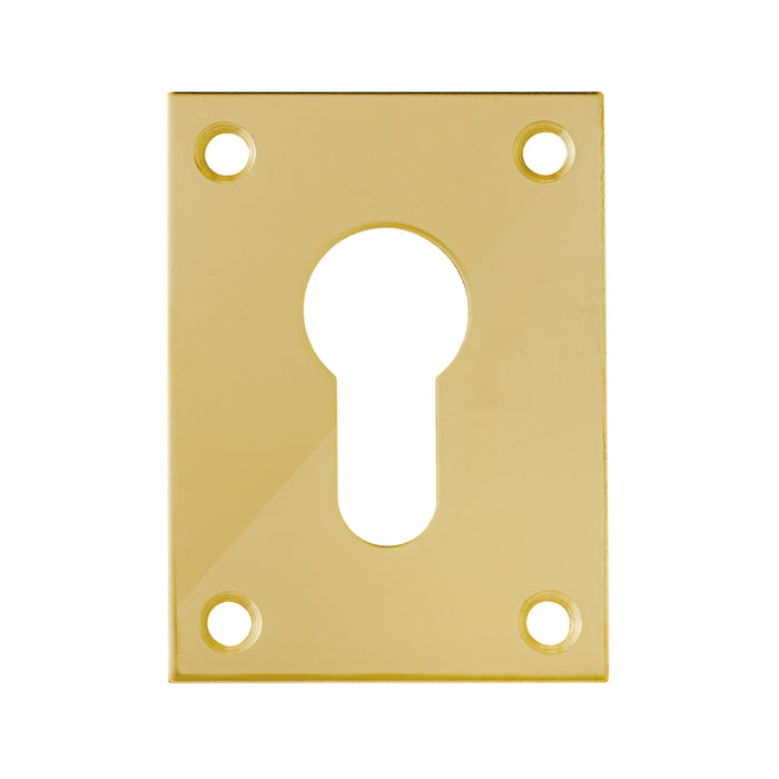 A Grade - Flat Plate - Euro - Screw On Escutcheon - Polished Brass
