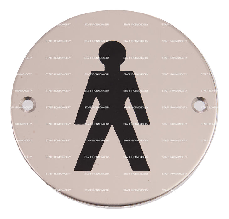 A GRADE Male Bathroom Sign Polished Satin Stainless