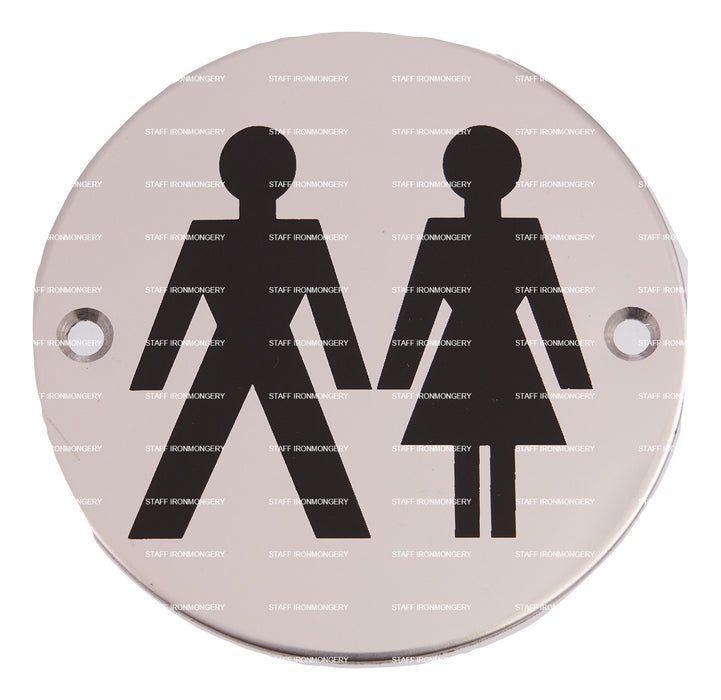 A GRADE Unisex Universal Bathroom Sign Polished Satin Stainless