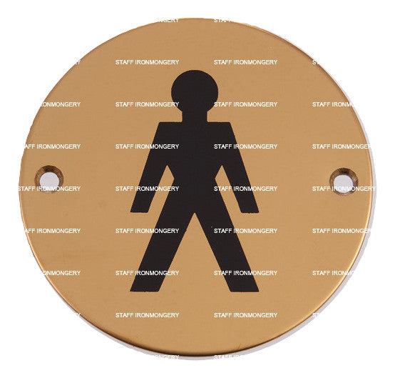 A GRADE Male Washroom Indicator Sign Polished Brass