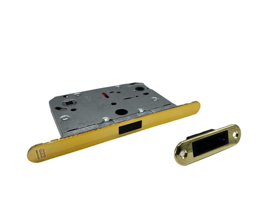 AGB Revolution XT Bathroom Mortice Lock with Magnetic Deadbolt Enamel Brass
