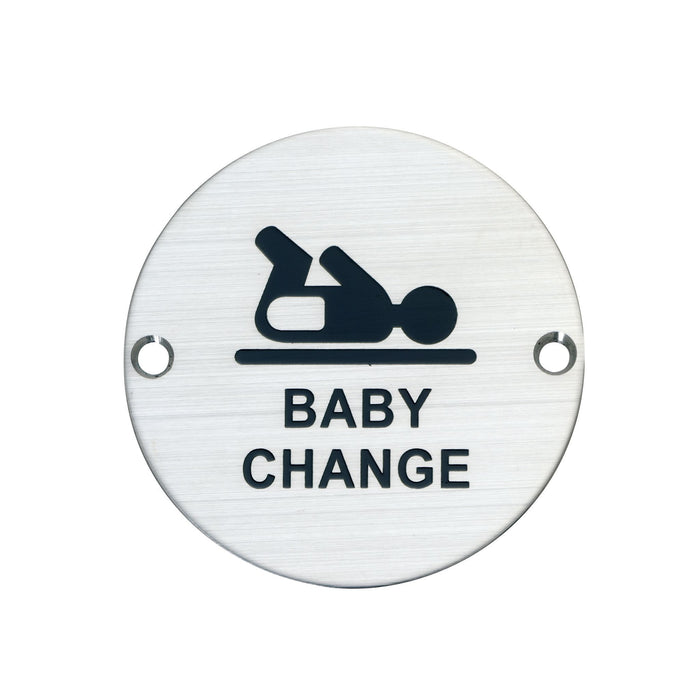 A GRADE Baby Change Indicator Sign Satin Stainless