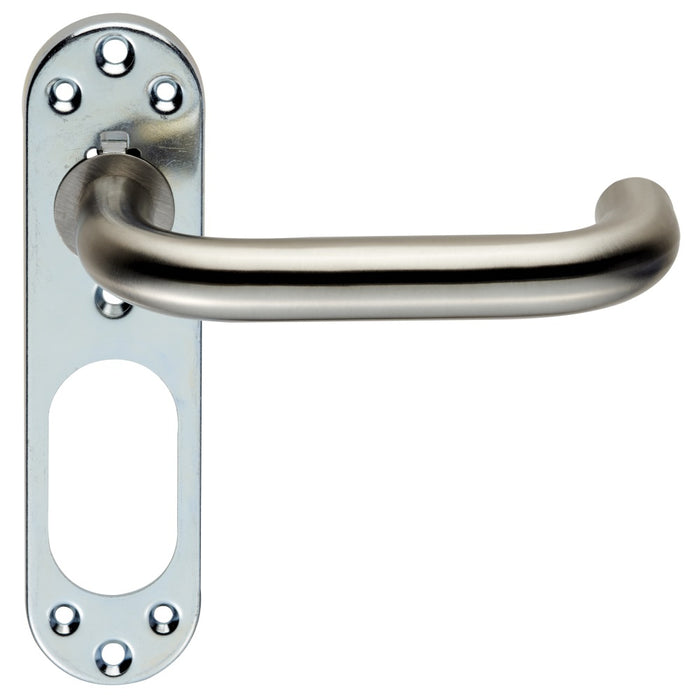 Eurospec Stainless Steel Safety and Straight Lever on Inner Backplate