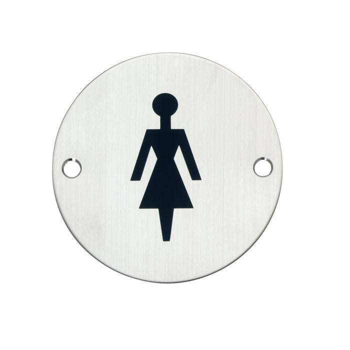 A GRADE Female Washroom Indicator Sign Satin Stainless