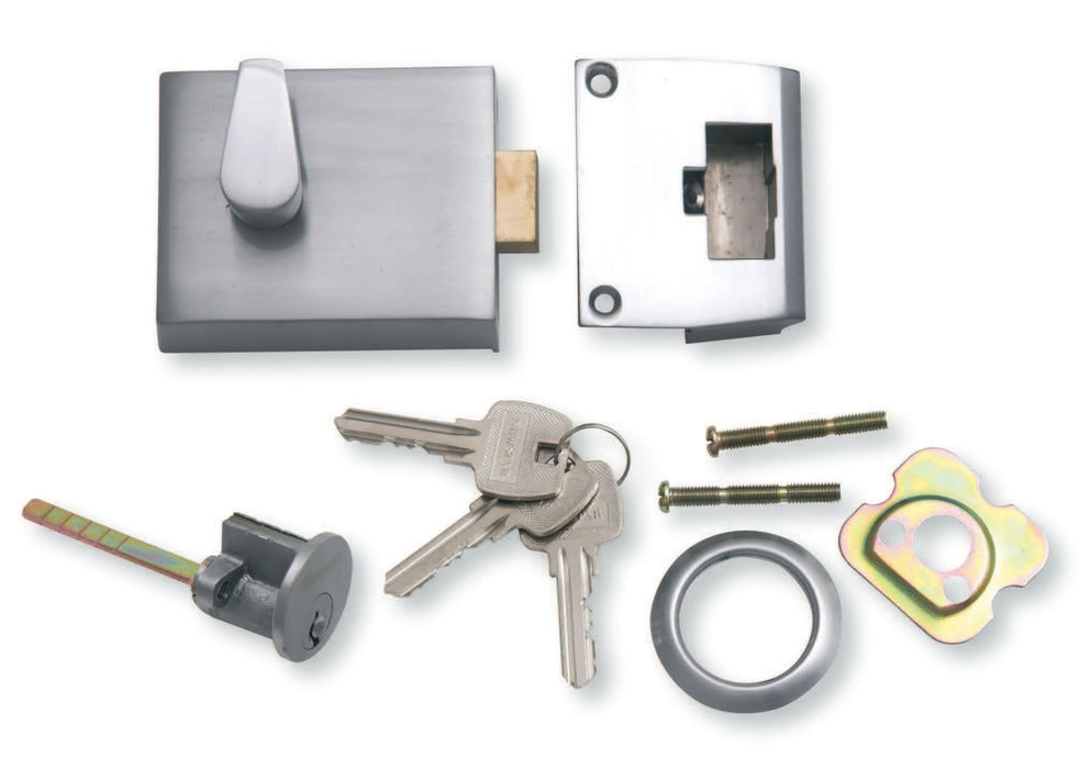 BARY Dead Bolt Night Latch Satin Chrome