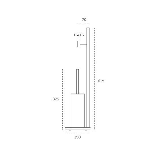 JNF Quadro Series Toilet Brush with Toilet Roll Holder