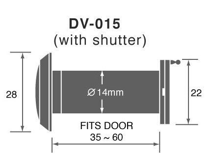 A Grade Fire Rated 200 Degree Door Viewer C/W Shutter