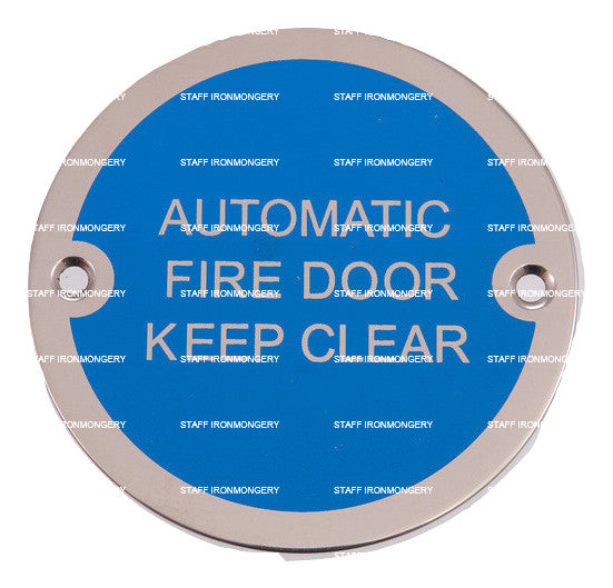 A GRADE Automatic Fire Door Keep Clear Polished Stainless