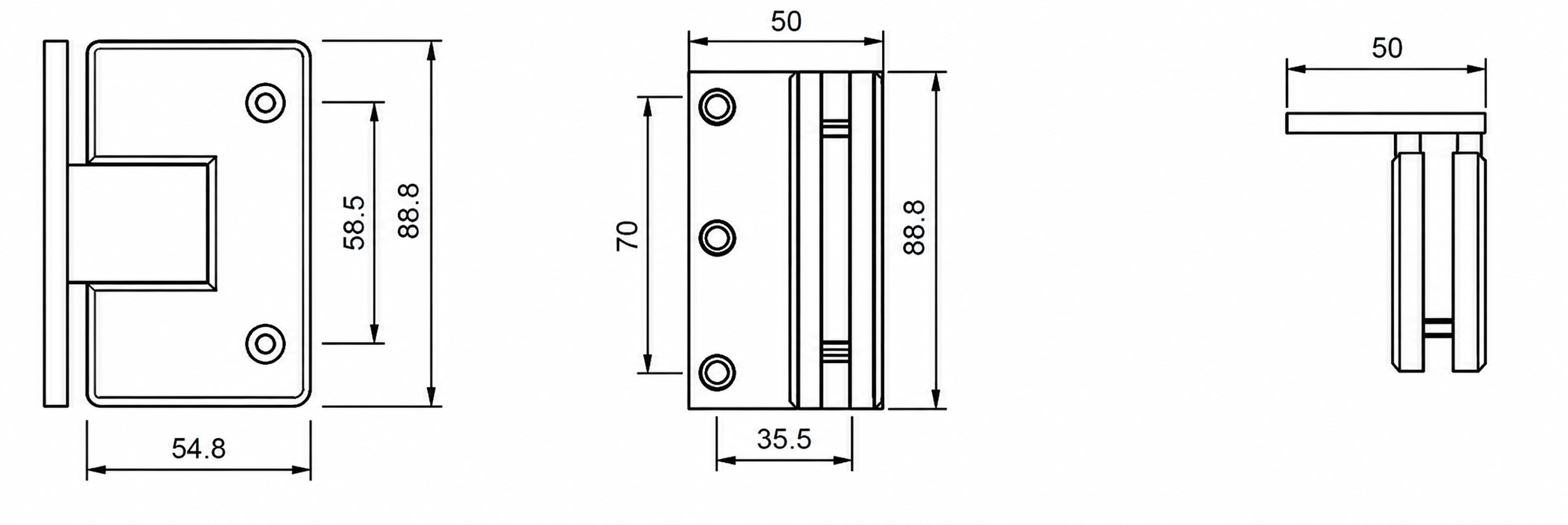 A Grade Offset Shower Door Hinge (Each)