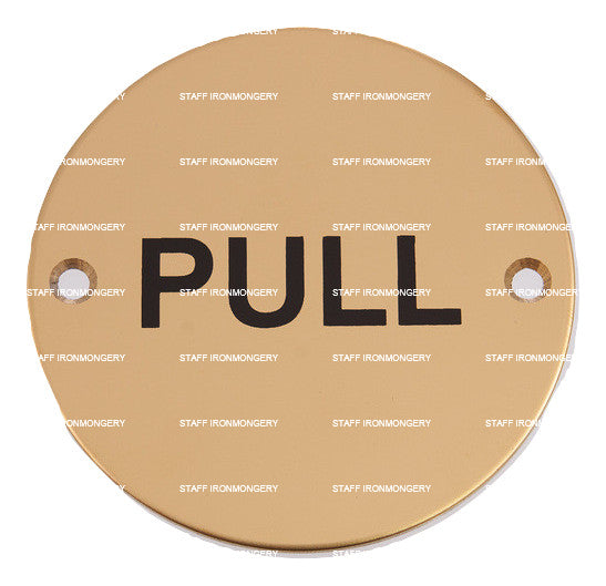 A GRADE Pull Indicator Sign Polished Brass