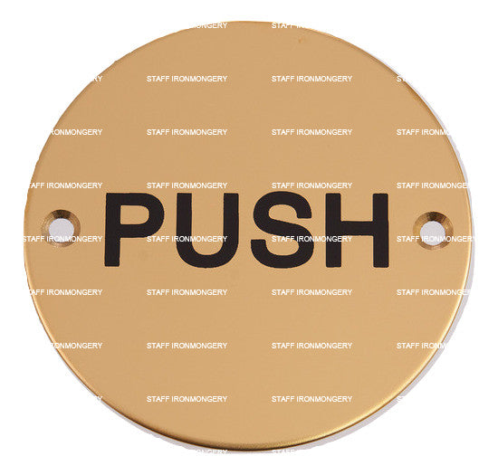 A GRADE Push Indicator Sign Polished Brass