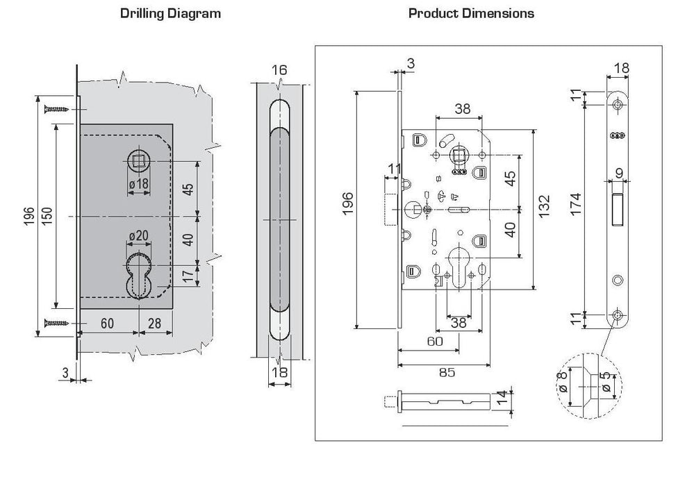 AGB Magnetic Polaris 2XT Mortice Euro Cylinder Lock 60mm Backset