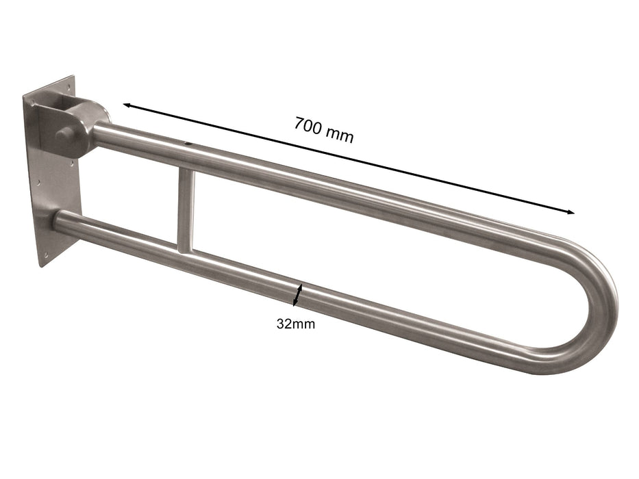 A Grade Hinged Support Rail - 700mm length - Satin Stainless Steel