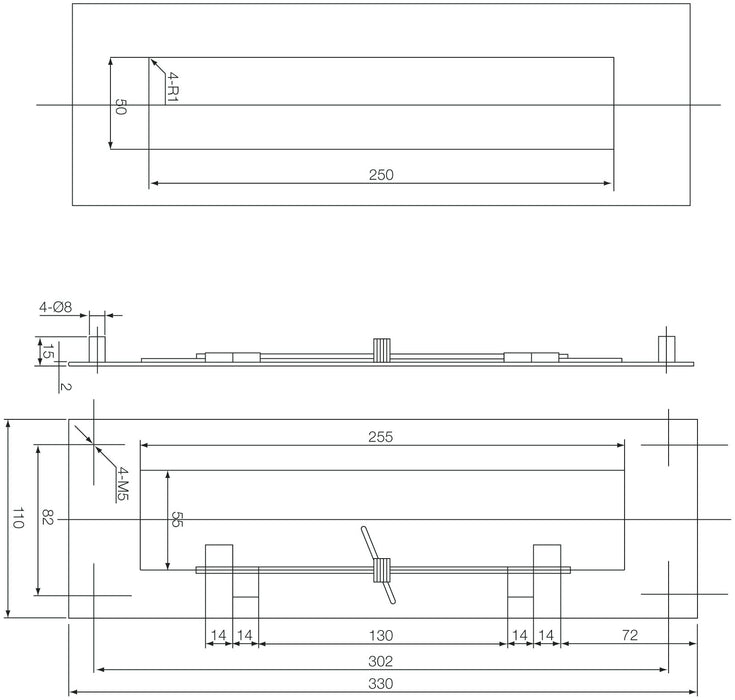 A Grade External Letter Plate 330x101x2.5mm Aperture 260x60mm