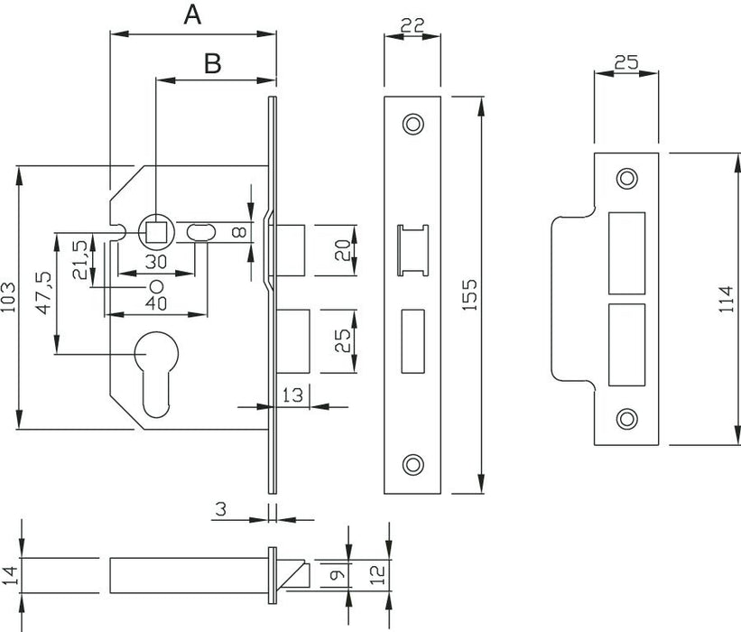GRIDLOCK Mortice Euro Profile Sashlock
