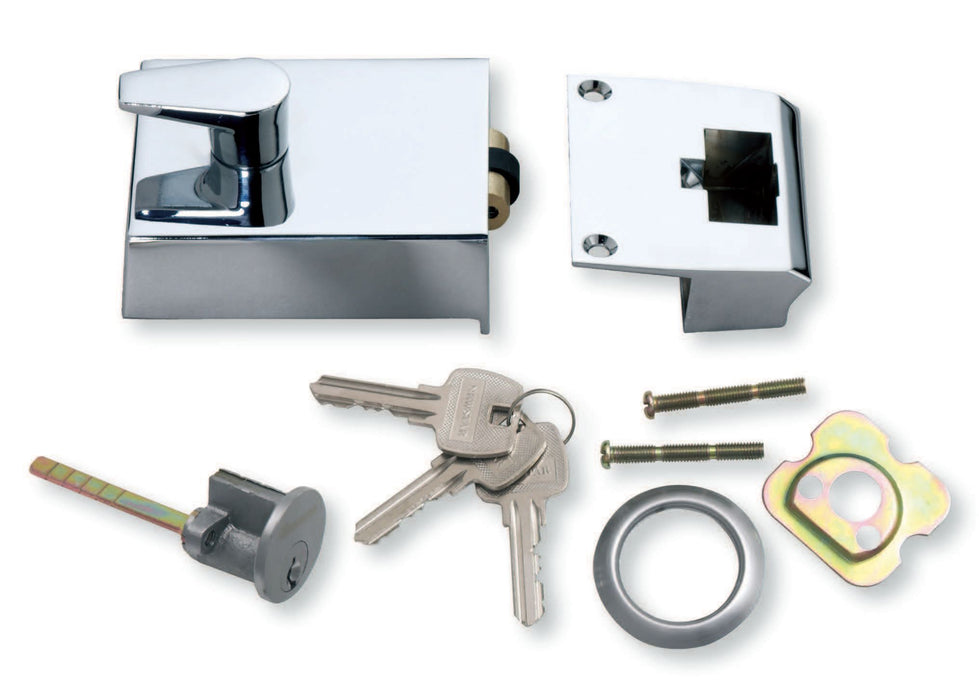 BARY Roller Bolt Night Latch Polished Chrome